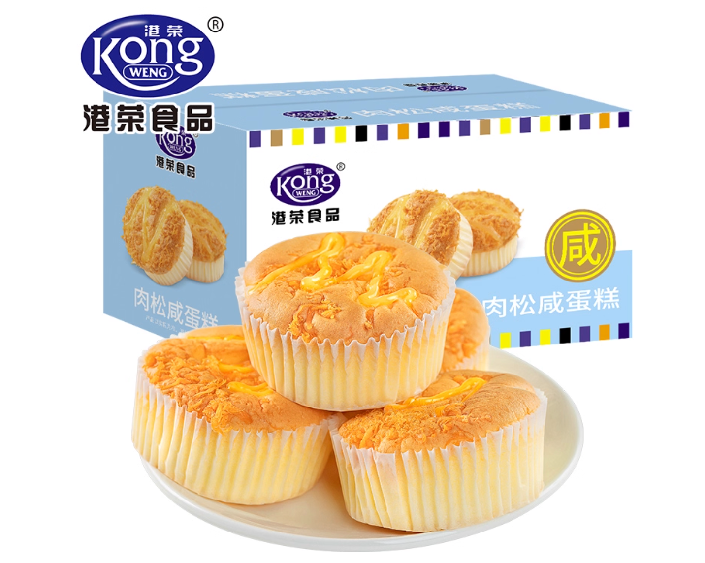 KONGWENG Savory Chiffon Cake with Cheese Sauce & Pork Floss – Soft, Fluffy & Umami-Rich